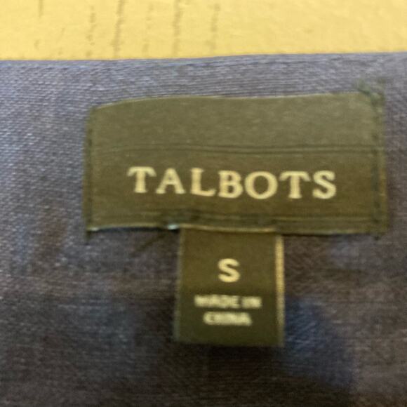 Talbots 100% Linen Navy Blue Shift Dress w Floral design Small - Picture 5 of 9